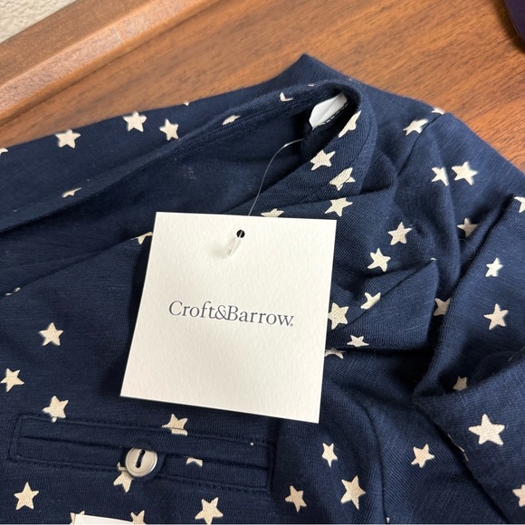 NWT Croft & Barrow Blue Star Print Flutter Sleeve Blouse. XL - Picture 7 of 8